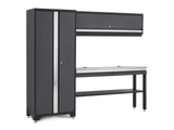 NewAge Bold 3.0 Series All-in-One Lockable Steel Garage Cabinetry Set with Stainless Steel Top, Grey, 90-in x 18-in x 72-in, 4-pc