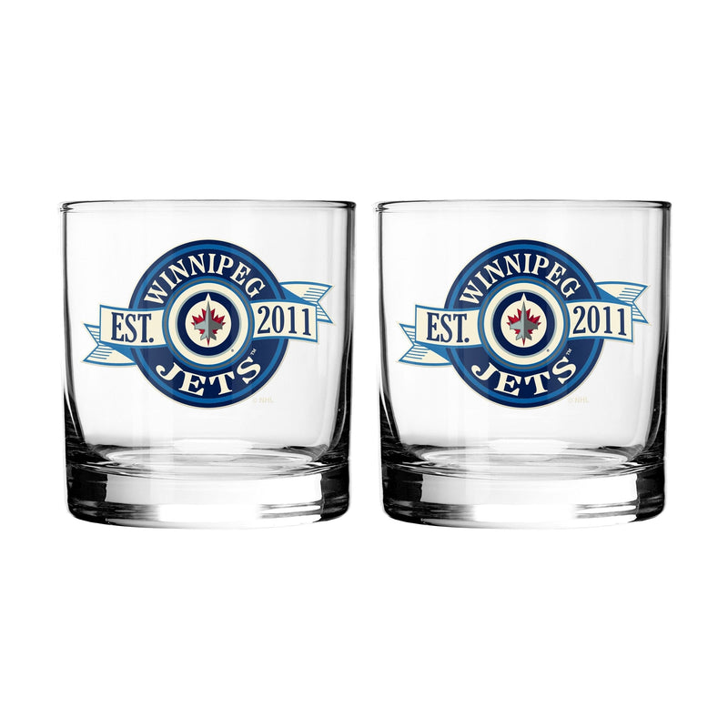 NHL Winnipeg Jets Hockey Rocks Glass, 2-pk O3