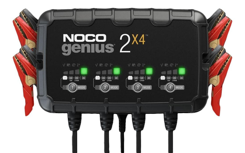 NOCO GENIUS2X4 Smart Battery Charger/Maintainer/Desulfator, 4-Bank, 8-Amp, 6V/12V C4