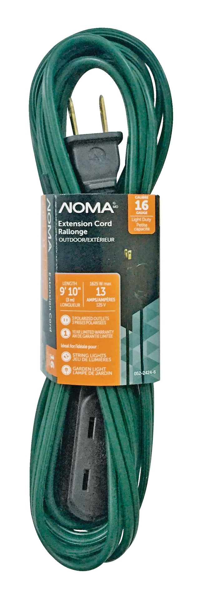 NOMA 16/2 Outdoor Extension Cord with 3 Outlets, Green