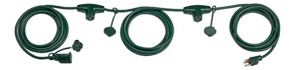 NOMA 25-ft Outdoor Extension Cord, 3 Outlets, Safety Cover, Green B1