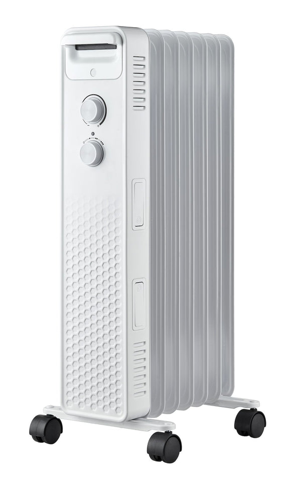 NOMA 3-Setting Mechanical Oil Filled Heater with Adjustable Thermostat, Castors & Handle, 1500W, White L3