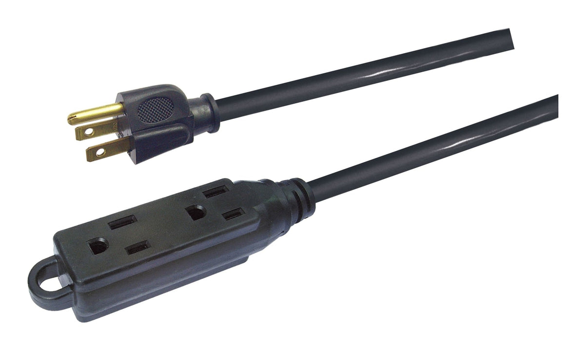 NOMA 32-ft 10-in 16/3 Light Duty Extension Cord with 3 Grounded Outlets. Audio / Visual, Black
