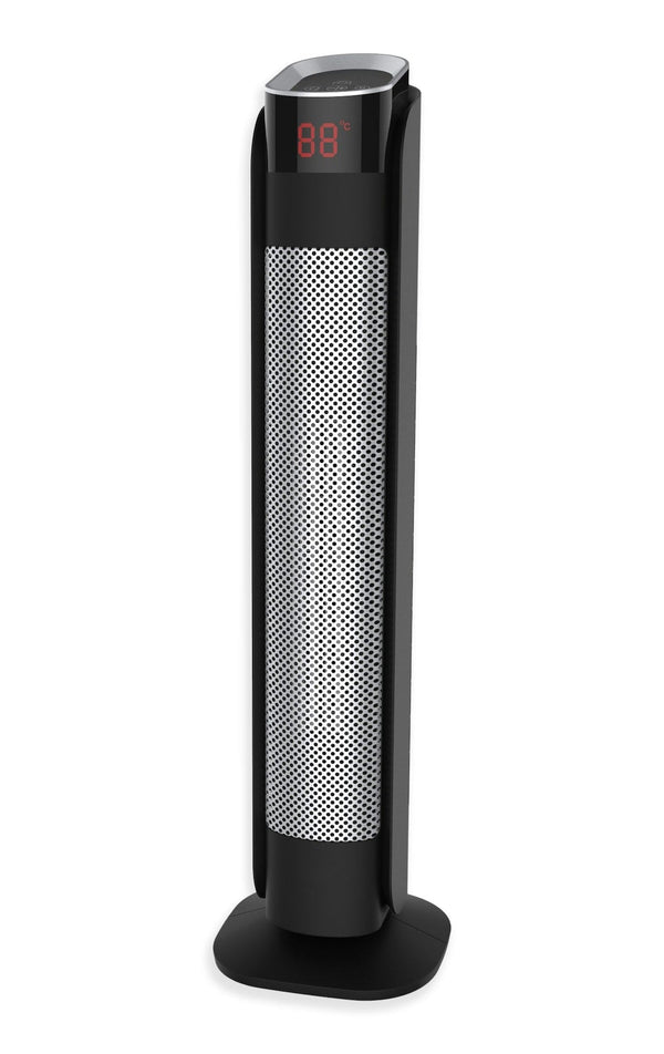 NOMA Oscillating Tower Ceramic Heater withRemote Control & Thermostat, 1500W, Black, 30-in H2