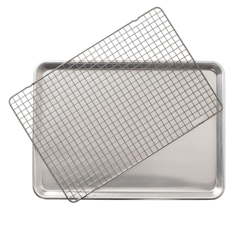 Nordic Ware Naturals Aluminum Half-Sheet with Oven-Safe Nonstick Grid, 2-pc K5
