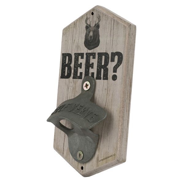 Open Road Brands "Beer" Bear Decorative Bottle Opener, Wood/Metal, Brown Y3