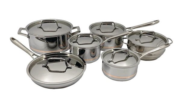 PADERNO 5-Ply Copper Core Stainless Steel Cookware Set, Oven Safe, 12-pc Y0
