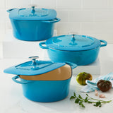 PADERNO Braiser, Durable Cast Iron, Oven Safe, Atlantic Blue, 5-qt