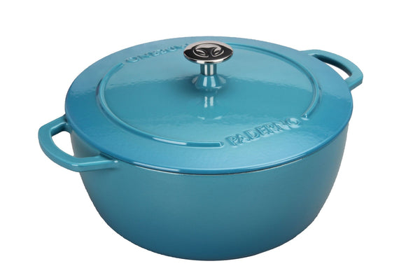 PADERNO Cast Iron Dutch Oven, Atlantic Blue, 6.6-L Q2