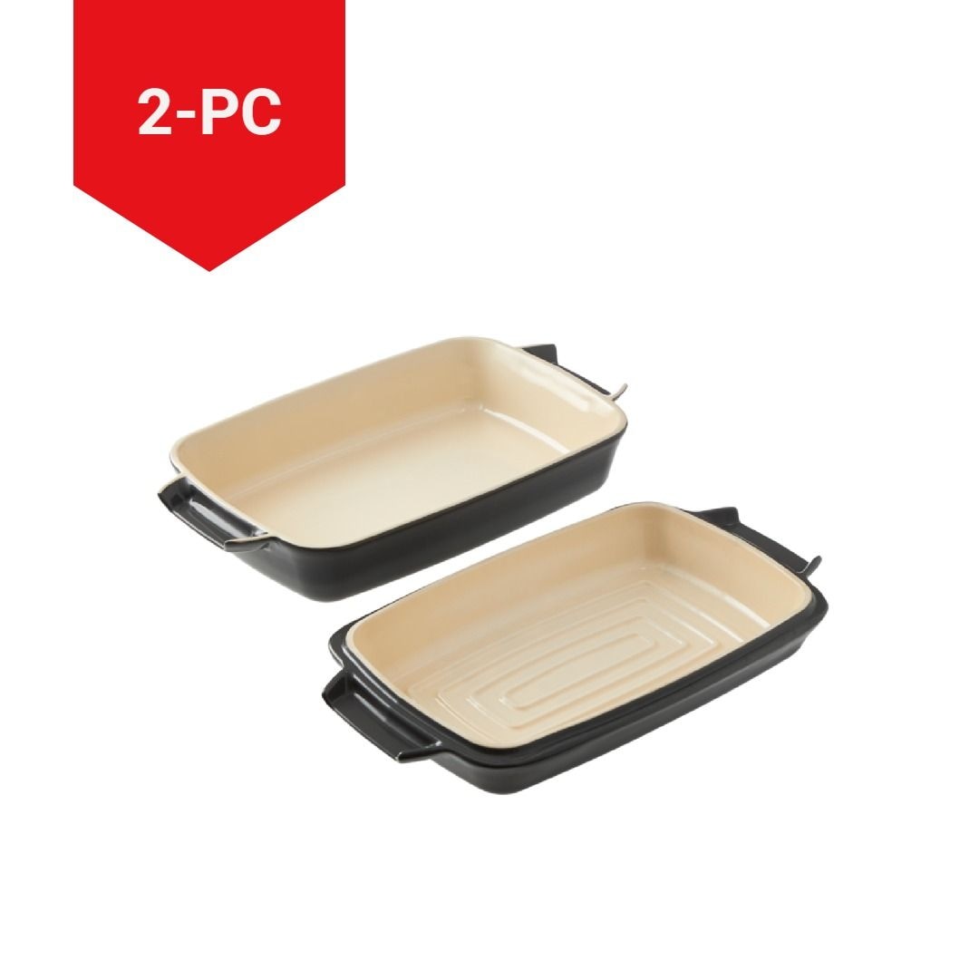 PADERNO Ceramic Roaster Set, Grey, 15 x 8.5-in, 2-pk