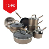 PADERNO Classic Cookware Set, Non-Stick, PFOA-Free, Oven Safe, Champagne Bronze, 12-pc