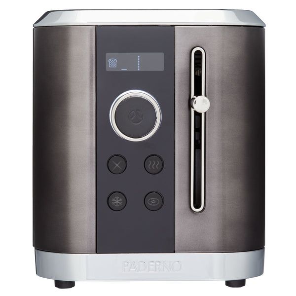 PADERNO Even Heat Wide Slots Toaster with 9 Settings, Black Stainless Steel, 2-Slices A0