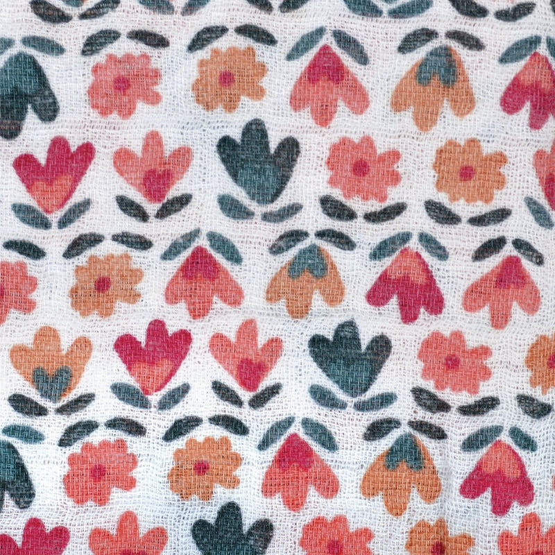Perlimpinpin Cotton Muslin Baby Swaddle Blanket, Floral P8