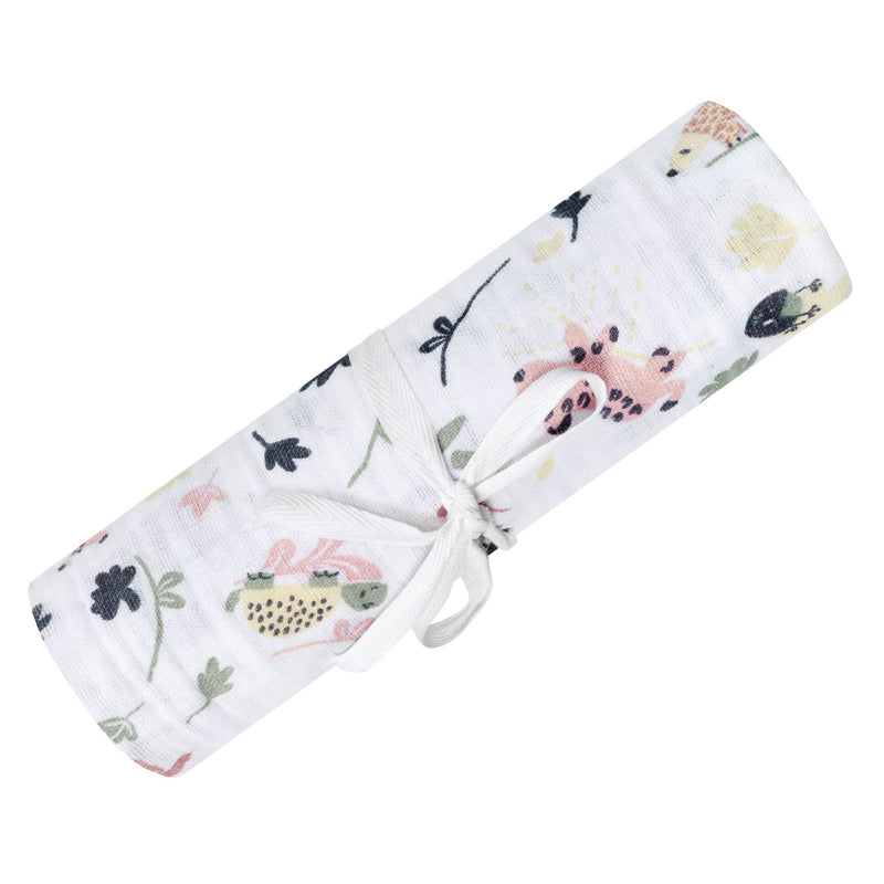 Perlimpinpin Cotton Muslin Baby Swaddle Blanket, Jungle Lotus H4