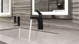 Pfister Matlock Single Handle High Arc Single Hole 4-in Centreset Bathroom Sink Faucet, Push & Seal Drain, Matte Black