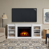 Real Flame Eliot Grand Entertainment VividFlame Media Indoor Electric Fireplace TV Stand, 1500W, Includes Remote Control & Firebox, White