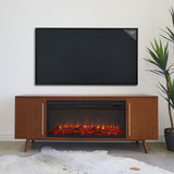 Real Flame Morris Media Indoor Electric Fireplace TV Stand, 72-in, 1500W, Includes Remote Control & Firebox, Vintage Black Maple