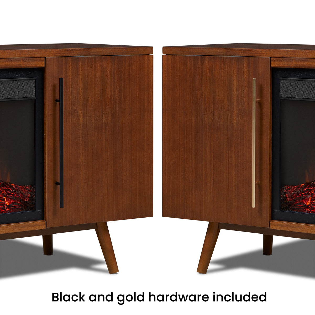 Real Flame Morris Media Indoor Electric Fireplace TV Stand, 72-in, 1500W, Includes Remote Control & Firebox, Vintage Black Maple