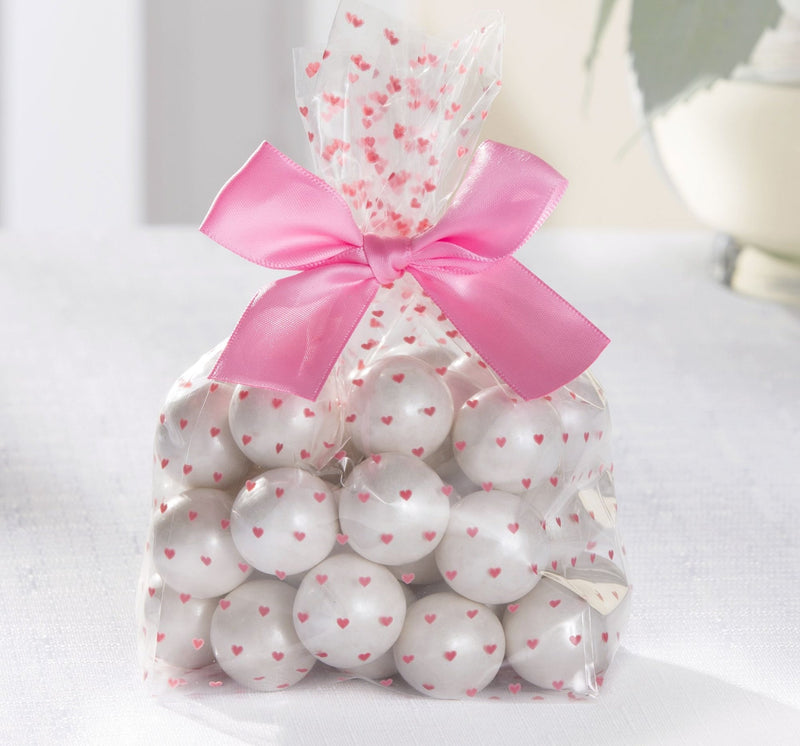 Rectangle Cello Treat Party Bags, Pink/Clear, Hearts, 10-in, 12-pk, for Gender Reveal/Baby Shower T3