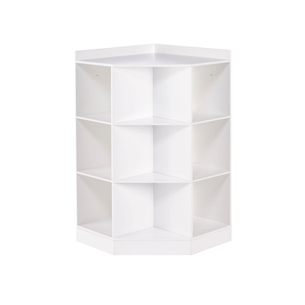 RiverRidge Home Kids' Playroom Corner Cabinet with 6 Toy Storage Cubbies & 3 Shelves, White J1