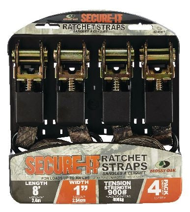 RPS Ratchet Tie-Down Straps, 1-in x 8-ft (2.54 cm x 2.4 m), 4-pk I4