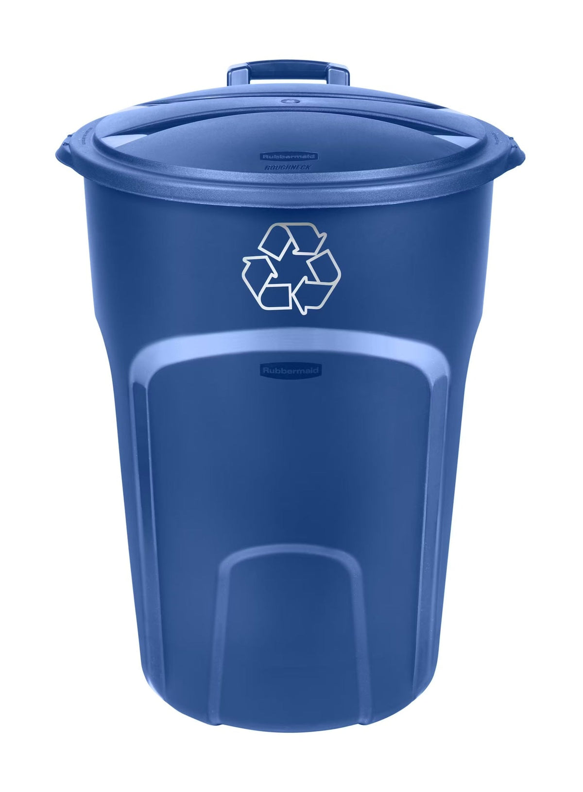 Rubbermaid Plastic Circular Wheeled Recycling Blue Box with Handle, 121-L