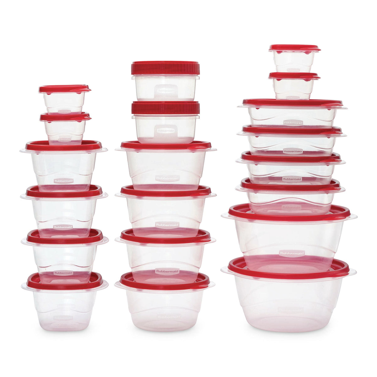 Rubbermaid TakeAlong Rectangle Plastic Food Storage Container Set with Quik Clik Seal Lid, 40-pc