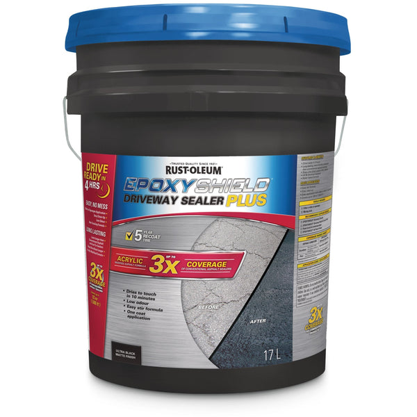 Rust-Oleum Epoxy Shield Asphalt Driveway Sealer Plus, 1000 sq. ft Coverage, Black, 17-L P4