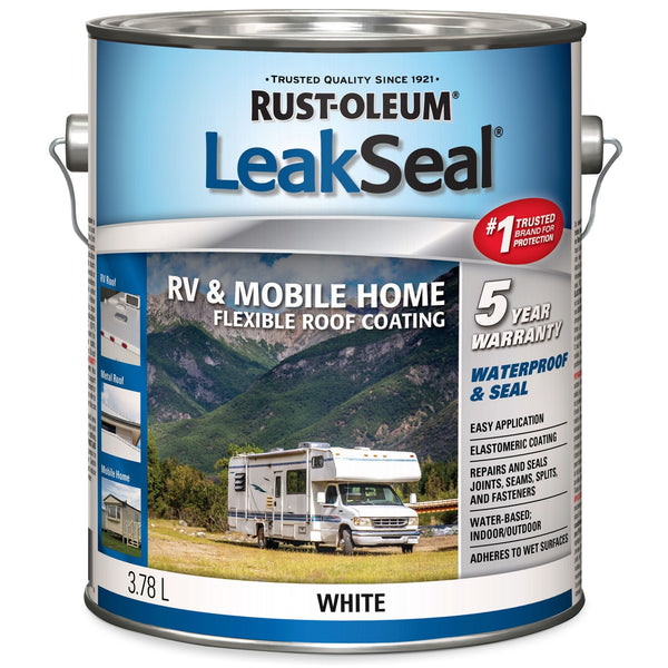 Rust-Oleum LeakSeal Waterproof Mobile Home & RV Roof Sealant / Coating, White, 3.78-L C7