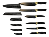 Sabatier Knife Set with Covers, Black/Gold, 12-pc