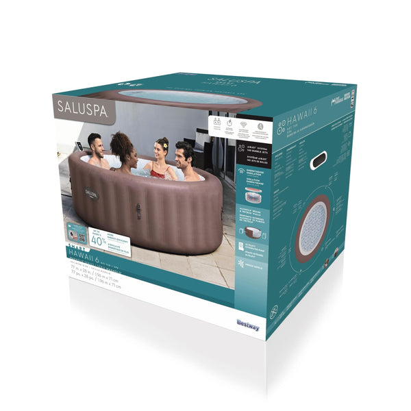 Salu Spa Hawaii Smart AirJet 6-Person Terracotta Round Spa, 77-in x 28-in E4