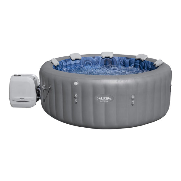 Salu Spa Santorini Grey 7-Person Luxe HydroJet Pro Round Smart Spa, 85-in x 31.5-in E3