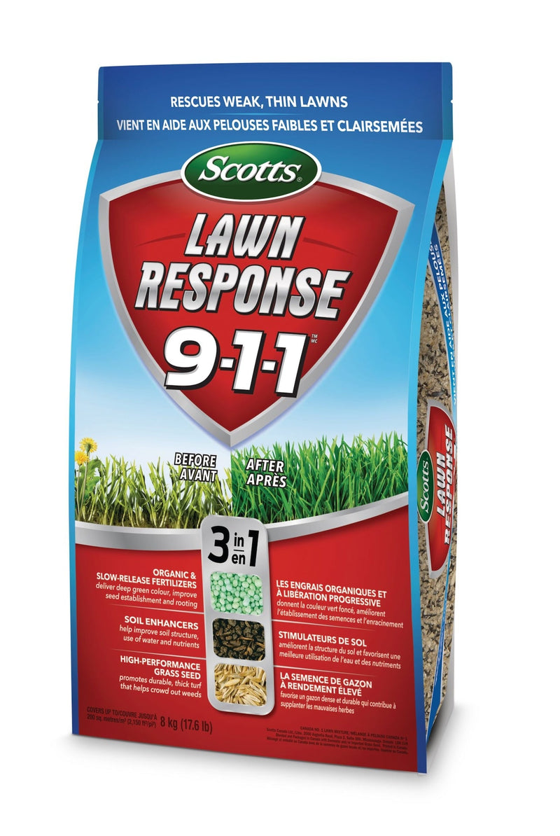 Scotts Lawn Response 3-in-1 Grass Seed & Fertilizer Mix, 9-1-1, 8-kg C2