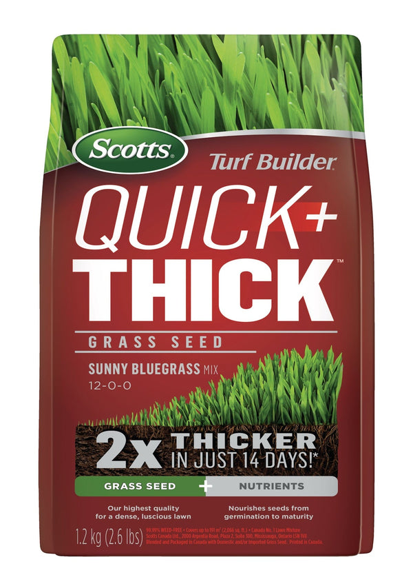 Scotts Turf Builder Quick + Thick Grass Seed Sunny Bluegrass Mix, 12-0-0, 1.2-kg K7