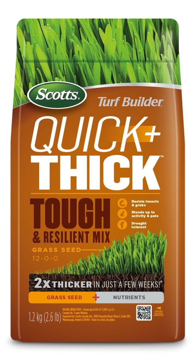 Scotts Turf Builder Quick + Thick Grass Seed Tough & Resilient Mix, 12-0-0, 1.2-kg X1