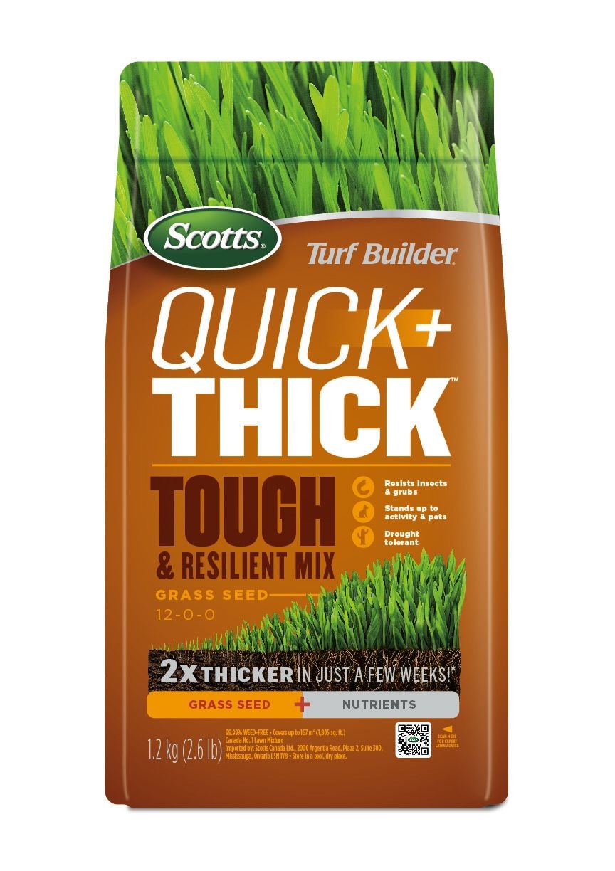Scotts Turf Builder Quick + Thick Grass Seed Tough & Resilient Mix, 12-0-0, 1.2-kg