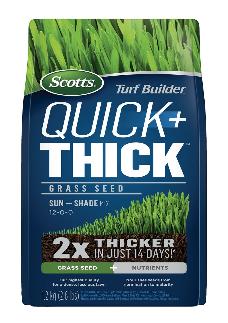 Scotts Turf Builder Quick + Thick Sun—Shade Grass Seed & Fertilizer Mix, 1.2-kg R8
