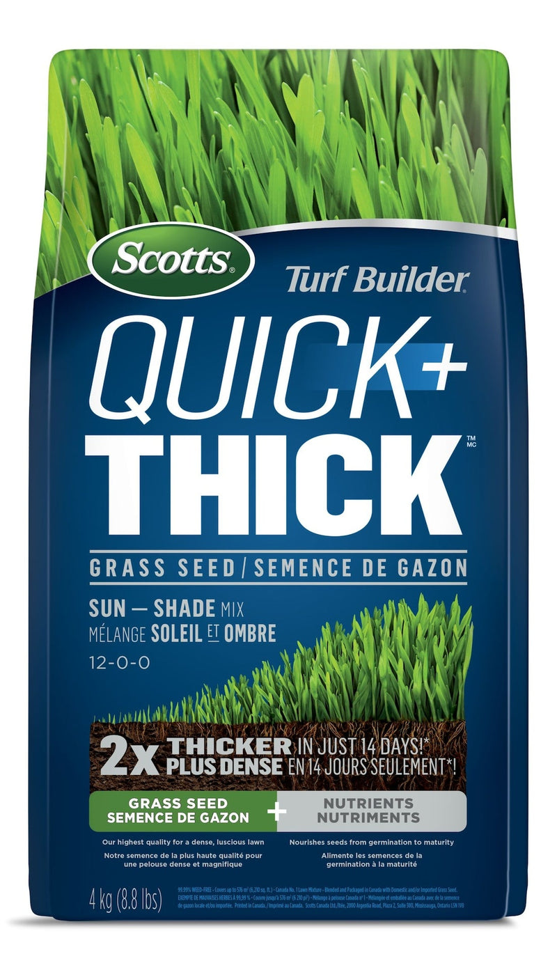 Scotts Turf Builder Quick + Thick Sun—Shade Grass Seed & Fertilizer Mix, 4-kg C7