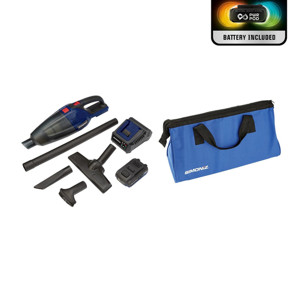 Simoniz 20V Max Cordless Car Hand Vacuum with PWR POD 2.0 Ah battery X9