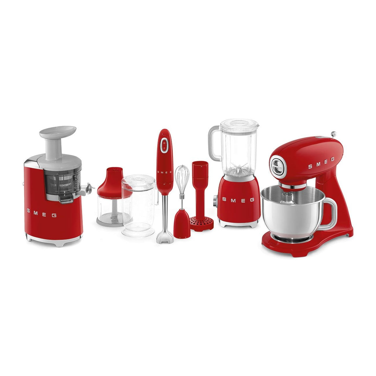 SMEG 600W Vintage Tilting Stand Mixer, 10-Speed, Red