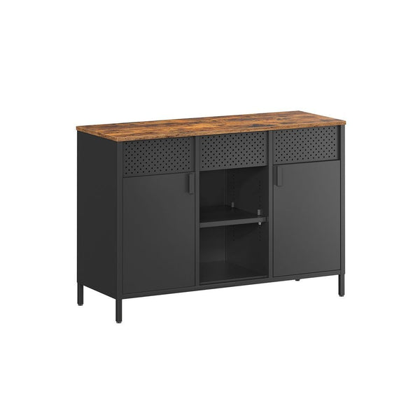 Songmics Home Rustic Brown/Black Metal Buffet Cabinet H5