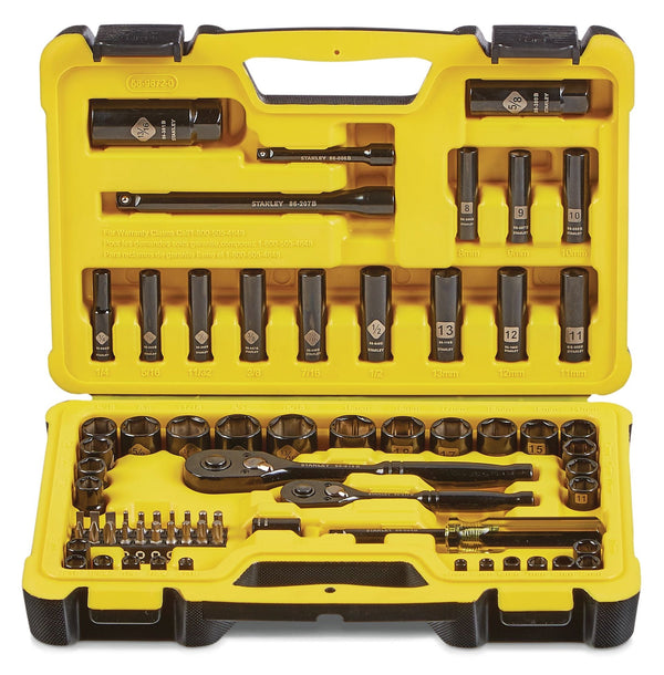 Stanley Professional Grade Black Chrome Socket Set, 70-pc, SAE/Metric U1
