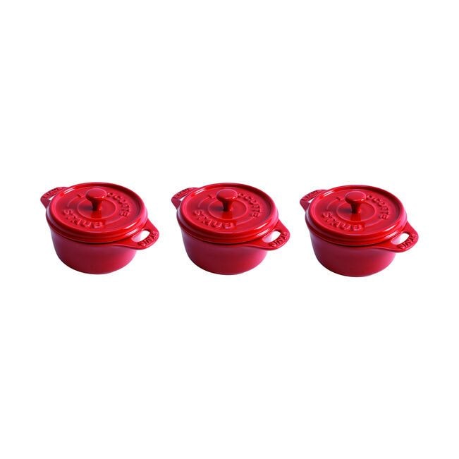 Staub 3 piece Cocotte Set Cherry M3