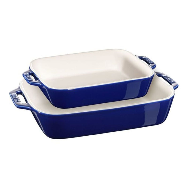 Staub Nestable Dark Blue Non-Stick Ceramic Rectangular Baking Dish Set, 2-pc C8