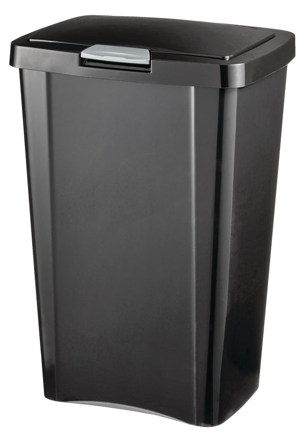 Sterilite Plastic Rectangular Springloaded Touch Top Garbage Can, Black, 49-L Z7