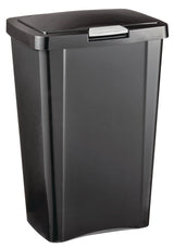 Sterilite Plastic Rectangular Springloaded Touch Top Garbage Can, Black, 49-L