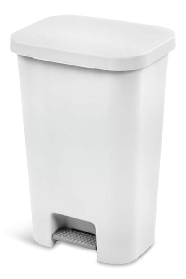 Sterilite Plastic Rectangular Step Garbage Can, White, 45-L Q7