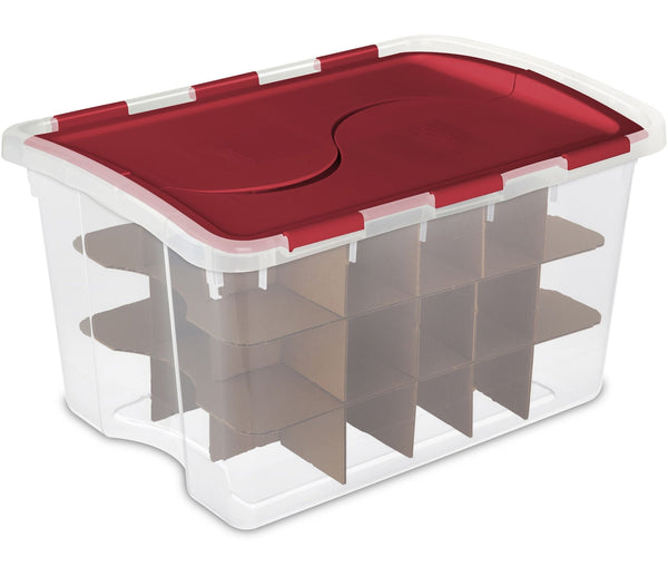 Sterilite Transparent Ornament Storage Box with Flip-top Lid, 45-L P3