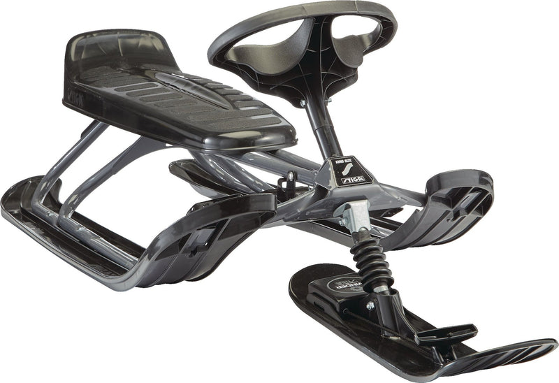Stiga GT King Size Kids' 2-Person Winter Snow Racer Sled with Steering Wheel & Brakes, Grey A2