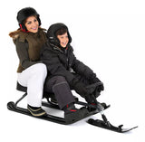 Stiga GT King Size Kids' 2-Person Winter Snow Racer Sled with Steering Wheel & Brakes, Grey